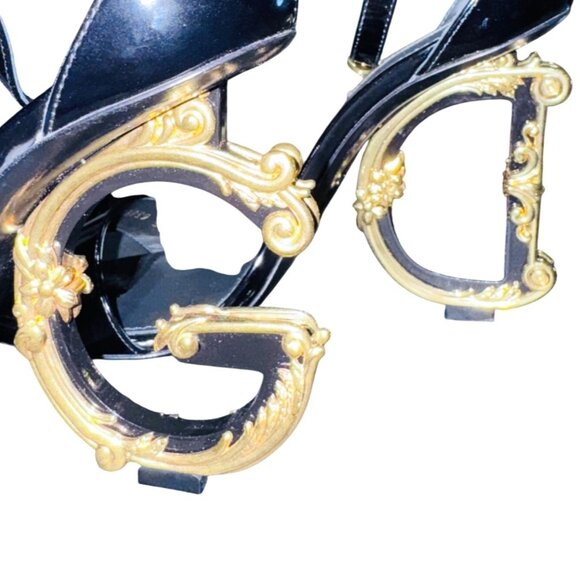 Dolce & Gabbana Keira DG Sculpted High Heel Leather Sandals Black NIB MSRP $1345 - Picture 10 of 15